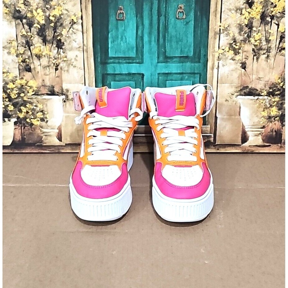 Puma Karmen Rebelle Mid Lace Up Youth Girls White Sneakers Casual Shoe 38872903 - Picture 7 of 8